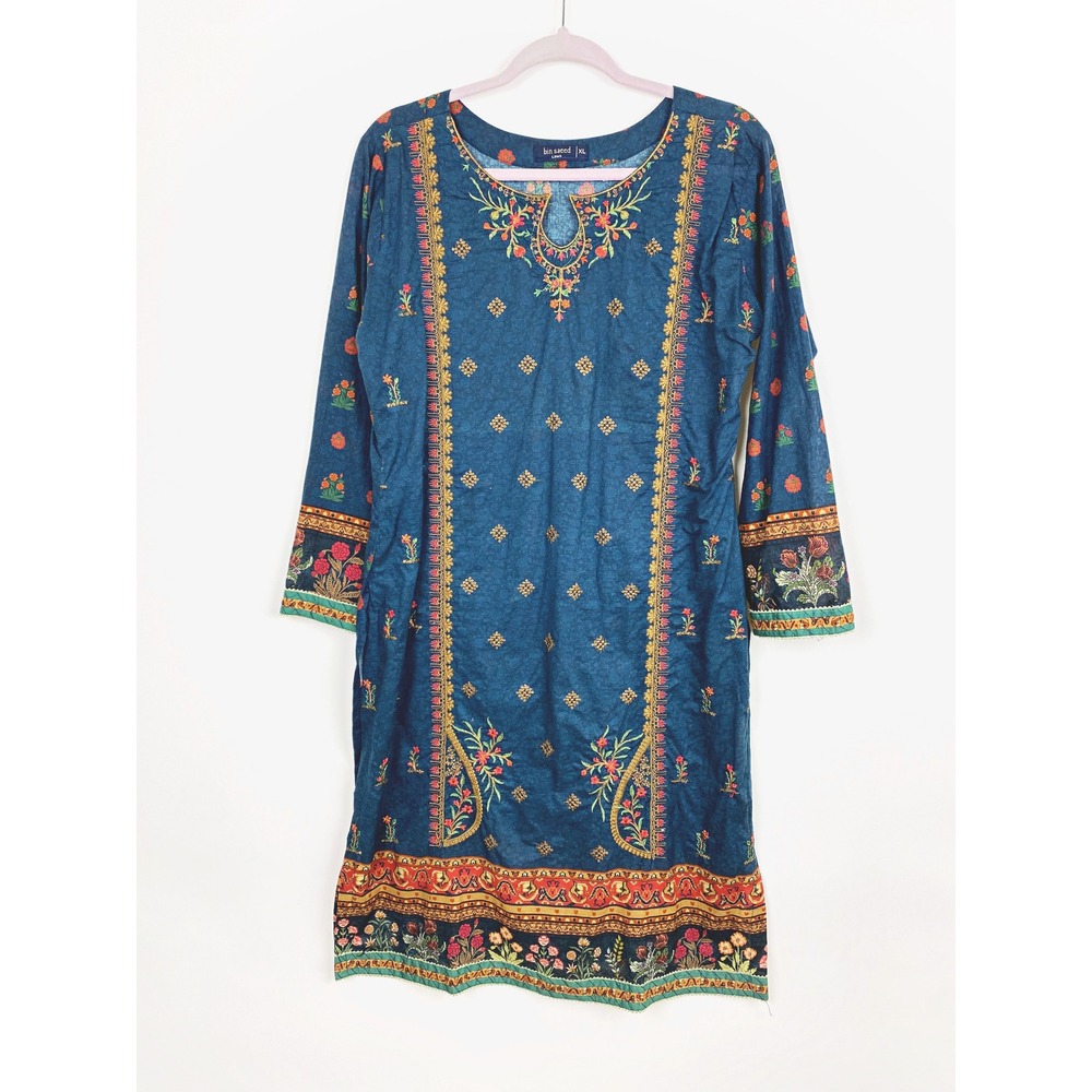 Bin Saeed Lawn Floral Embroidered Tunic Kameez Top XL